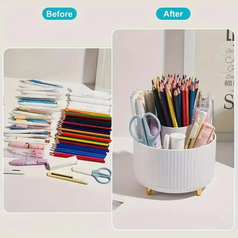 Περιστρεφόμενο 360° Makeup Organizer Θήκη μακιγιάζ Αποθήκευση καλλυντικών με 5 θήκες Πολυλειτουργική θήκη για στυλό πινέλων