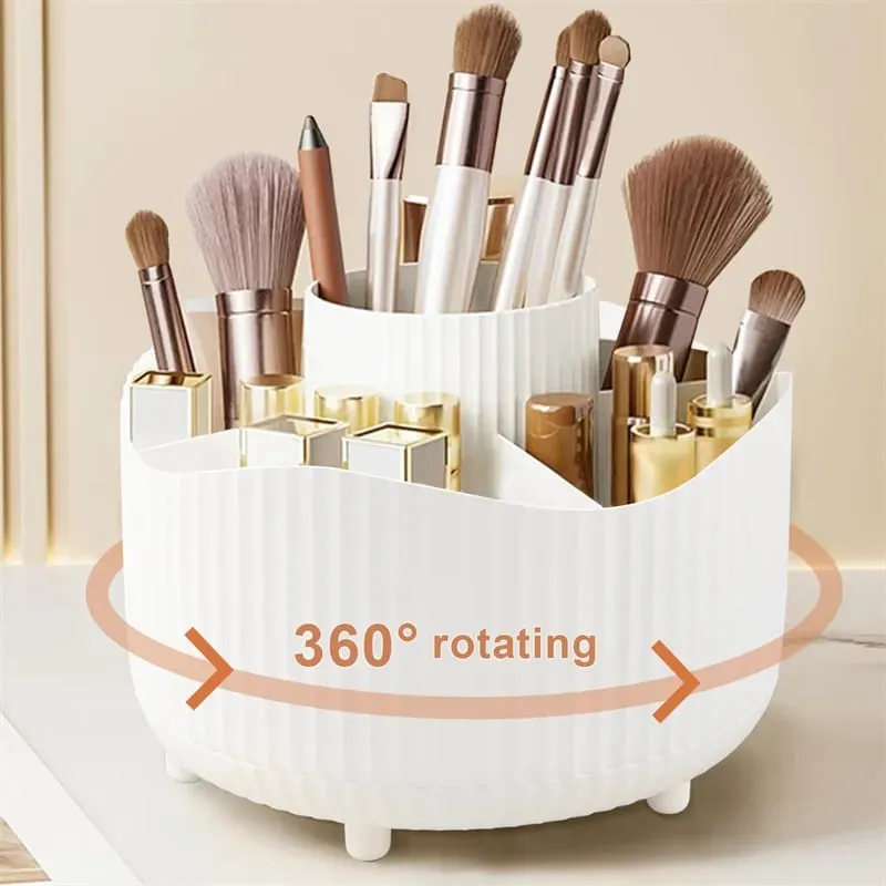 Περιστρεφόμενο 360° Makeup Organizer Θήκη μακιγιάζ Αποθήκευση καλλυντικών με 5 θήκες Πολυλειτουργική θήκη για στυλό πινέλων