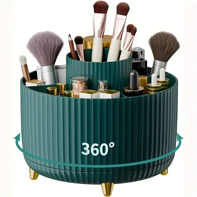 Περιστρεφόμενο 360° Makeup Organizer Θήκη μακιγιάζ Αποθήκευση καλλυντικών με 5 θήκες Πολυλειτουργική θήκη για στυλό πινέλων