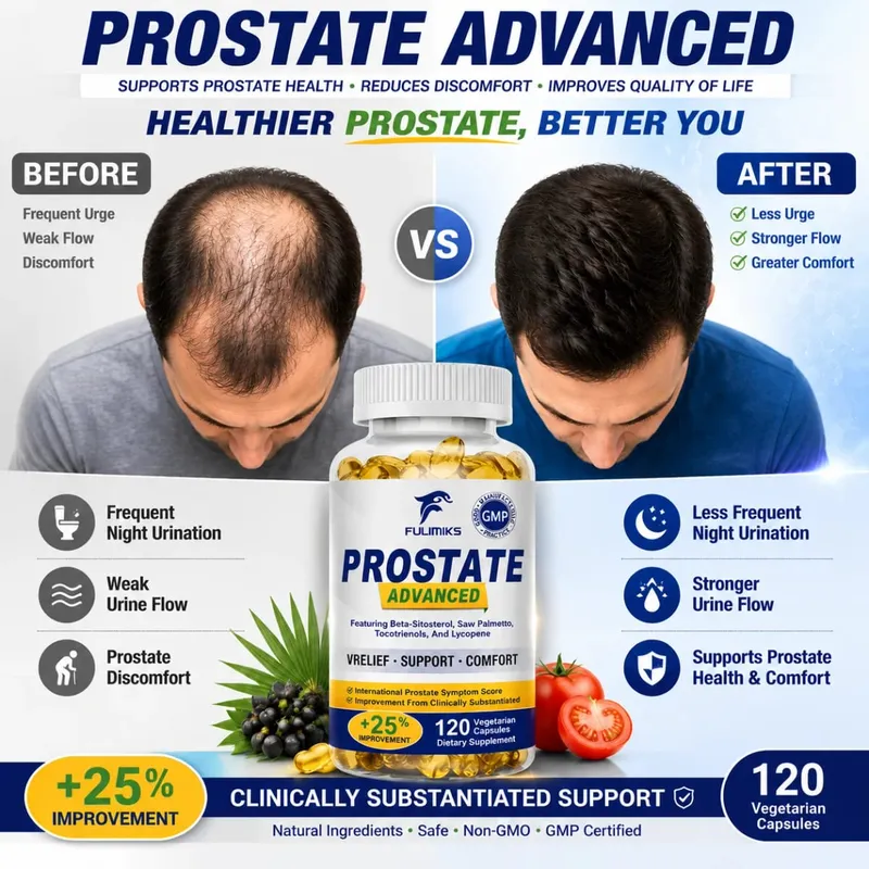 Prostate Supplement with Saw Palmetto Support Male Prostate Bladder & Urinary Tract Health Herbal Hair Care Anti-Hair Loss
