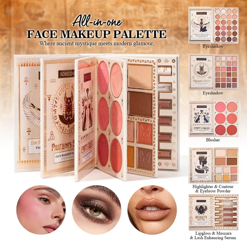 Βιβλίο Μακιγιάζ All-in-One 5 σελίδων Eye Shadow Powder Blusher High Gloss Powder Facial Mask Lip Gloss Mascara Essence Eye Black