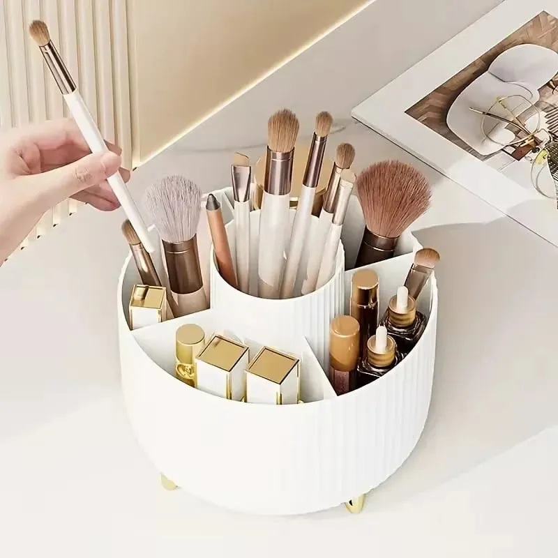 Περιστρεφόμενο 360° Makeup Organizer Θήκη μακιγιάζ Αποθήκευση καλλυντικών με 5 θήκες Πολυλειτουργική θήκη για στυλό πινέλων