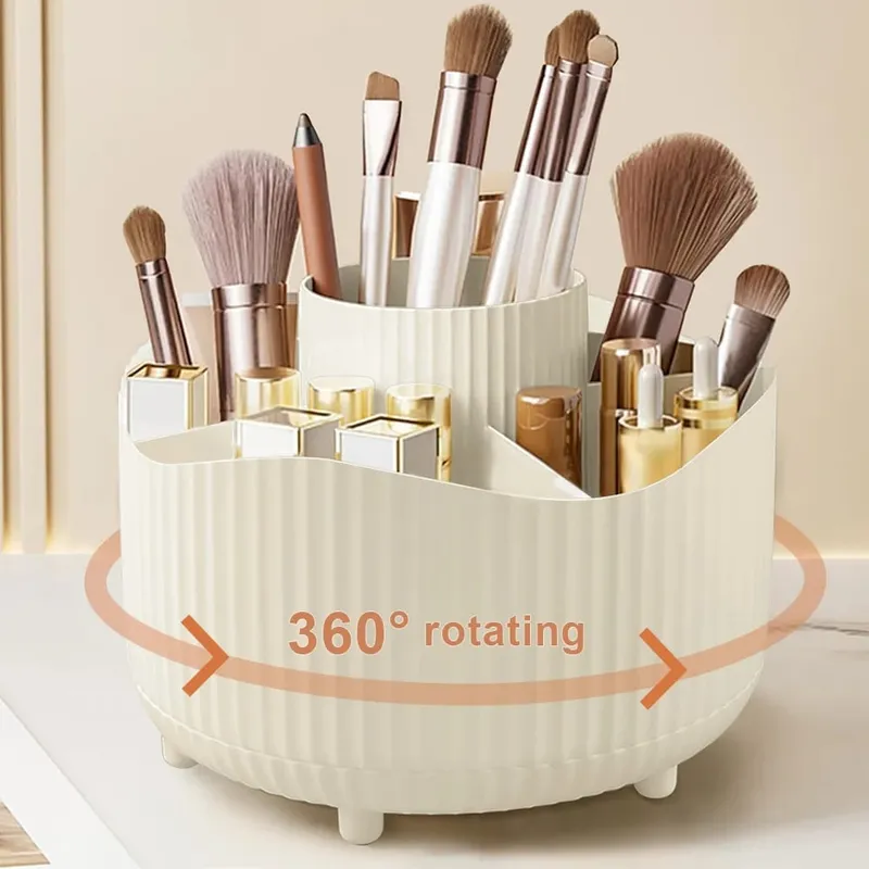 Περιστρεφόμενο 360° Makeup Organizer Θήκη μακιγιάζ Αποθήκευση καλλυντικών με 5 θήκες Πολυλειτουργική θήκη για στυλό πινέλων
