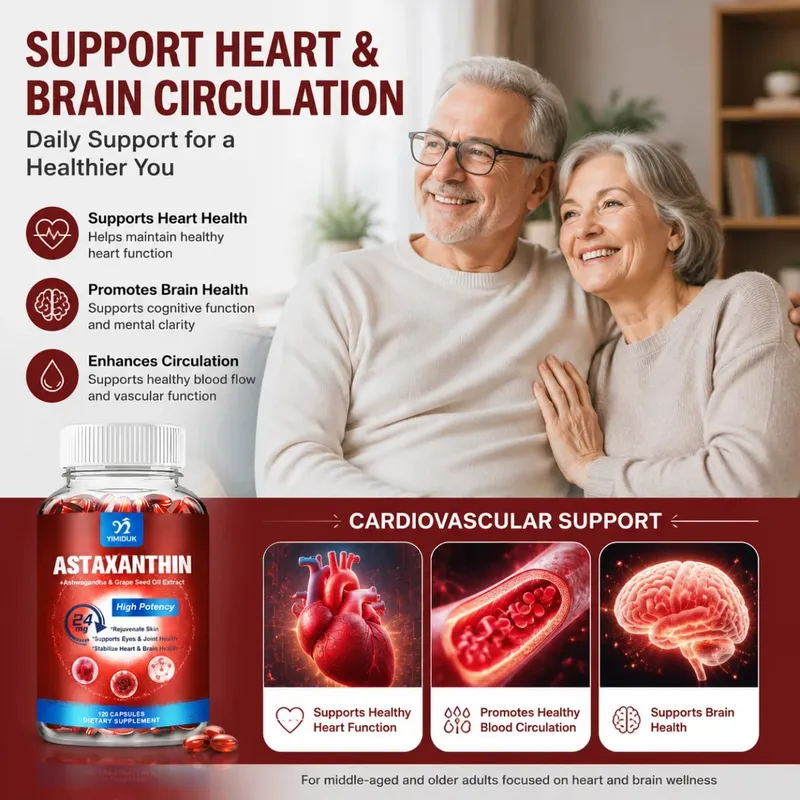 Astaxanthin Capsules - 24mg - Powerful Antioxidant Supplement Support Eye Skin Joint Heart Brain & Immune System Health