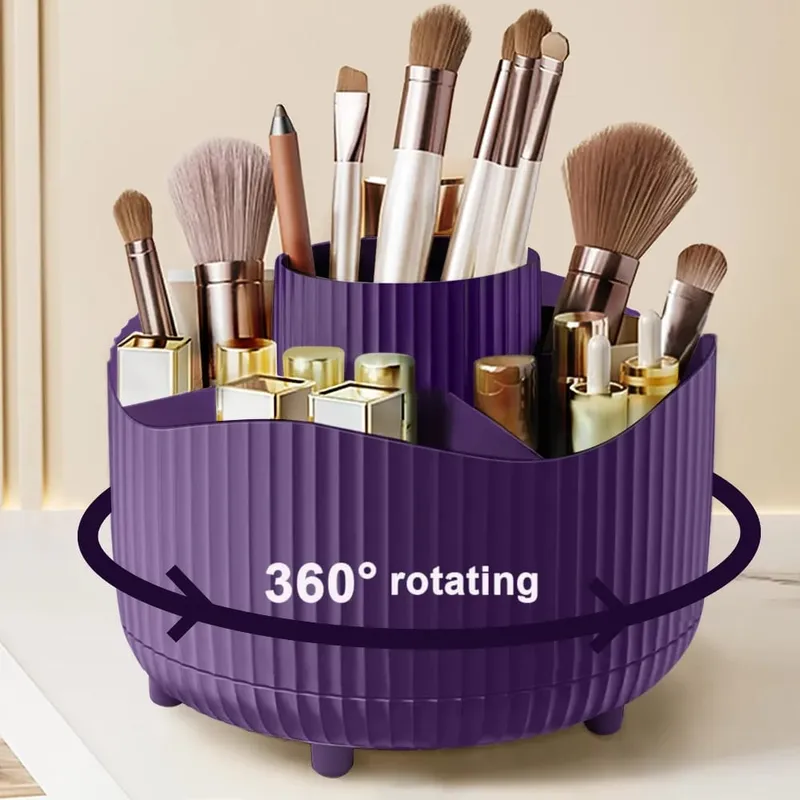 Περιστρεφόμενο 360° Makeup Organizer Θήκη μακιγιάζ Αποθήκευση καλλυντικών με 5 θήκες Πολυλειτουργική θήκη για στυλό πινέλων