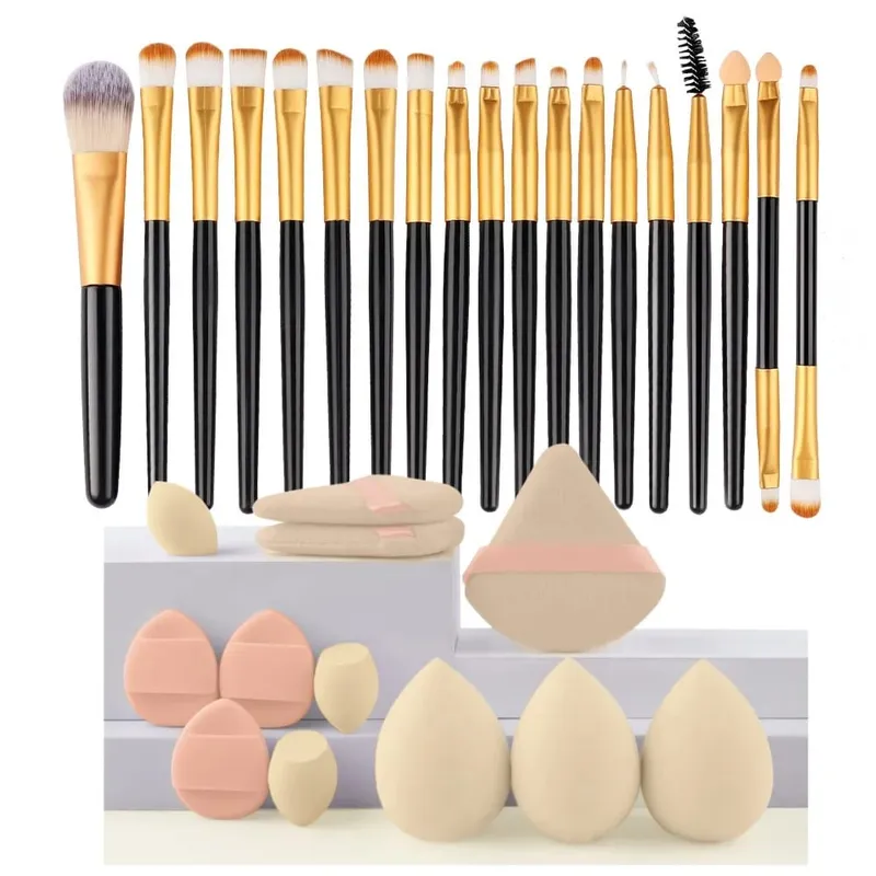 12/32pcs Makeup Brush at Sponge Set Propesyonal na Makeup Brush Set Beauty Blender Triangle Powder Puff Clean Powder Puff