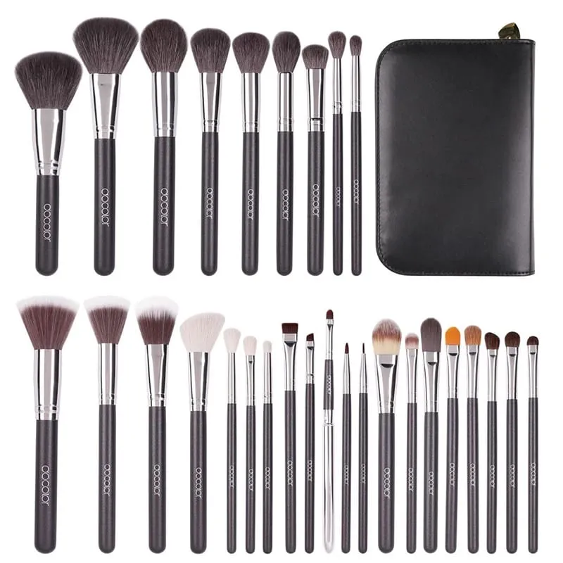 Docolor Professional Makeup Brushes Set 29pcs Natural Hair Foundation Powder Contour Eyeshadow Concealer na may PU Leather DA2901
