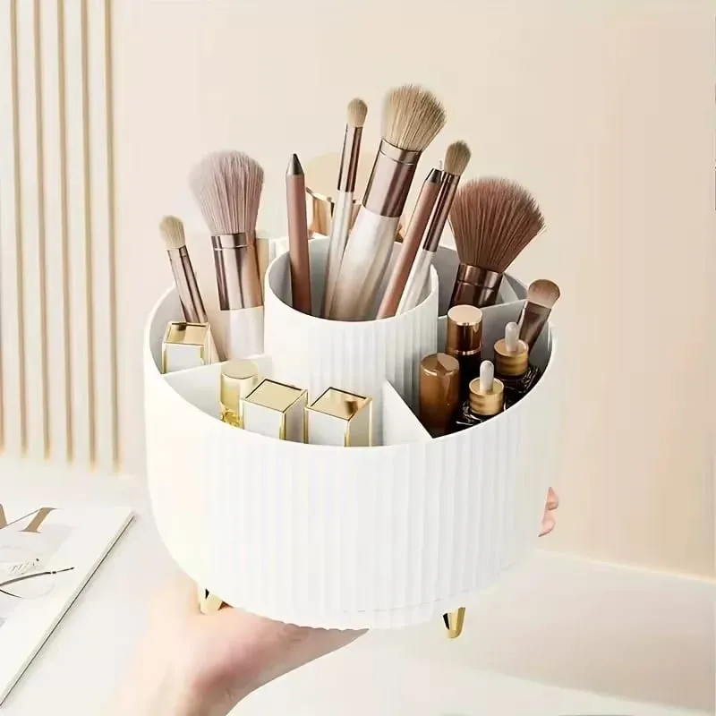 Περιστρεφόμενο 360° Makeup Organizer Θήκη μακιγιάζ Αποθήκευση καλλυντικών με 5 θήκες Πολυλειτουργική θήκη για στυλό πινέλων
