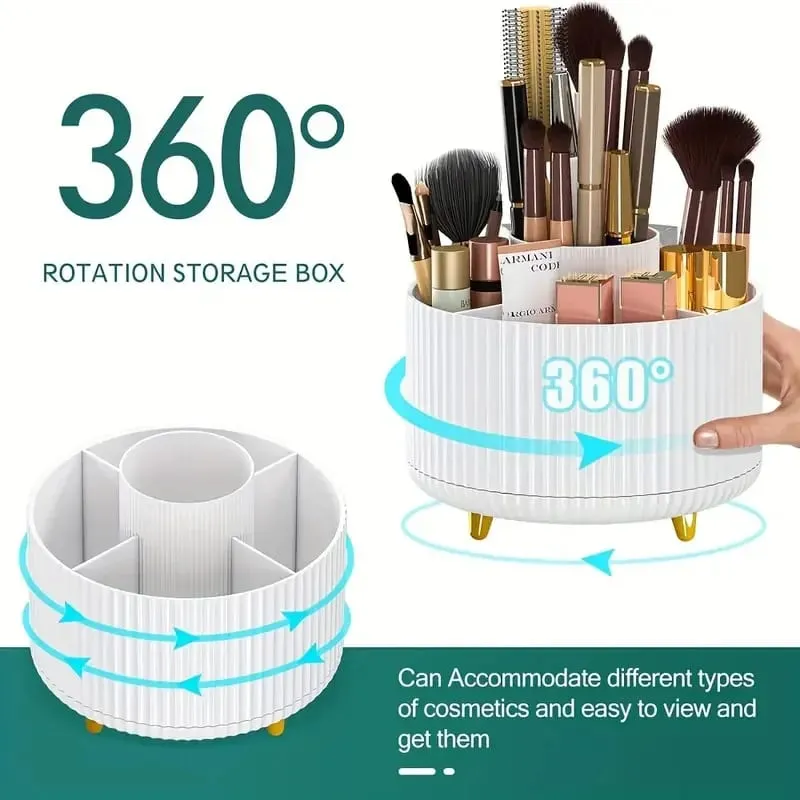 Περιστρεφόμενο 360° Makeup Organizer Θήκη μακιγιάζ Αποθήκευση καλλυντικών με 5 θήκες Πολυλειτουργική θήκη για στυλό πινέλων