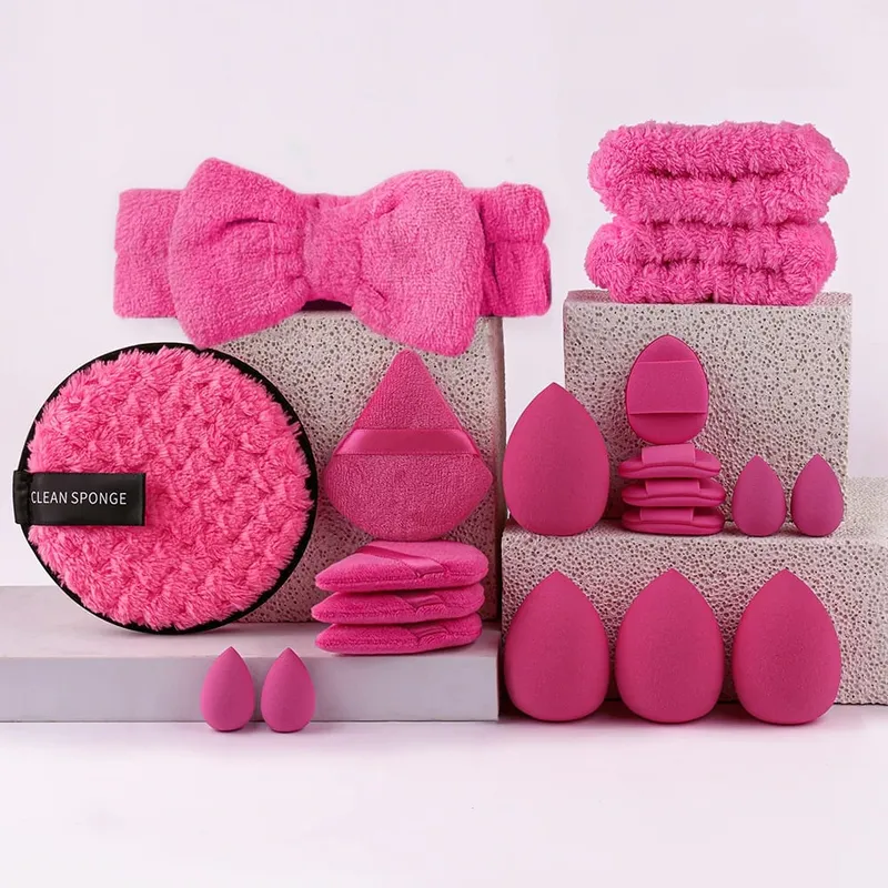 Premium Makeup Brushes Set Kabilang ang Makeup Brushes Hairband Wrist Sponge Ball Powder Puff Silicone Cleaning Makeup Brush Tool