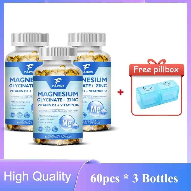 Magnézium-glicinát + cink-kiegészítő kapszula, nagy felszívódású, alvástámogató csontok egészsége, ízületek, agy erősítik az immunrendszert