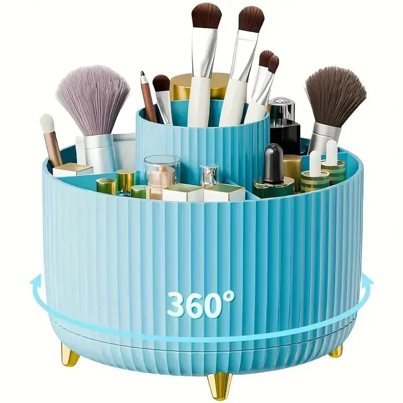 Περιστρεφόμενο 360° Makeup Organizer Θήκη μακιγιάζ Αποθήκευση καλλυντικών με 5 θήκες Πολυλειτουργική θήκη για στυλό πινέλων