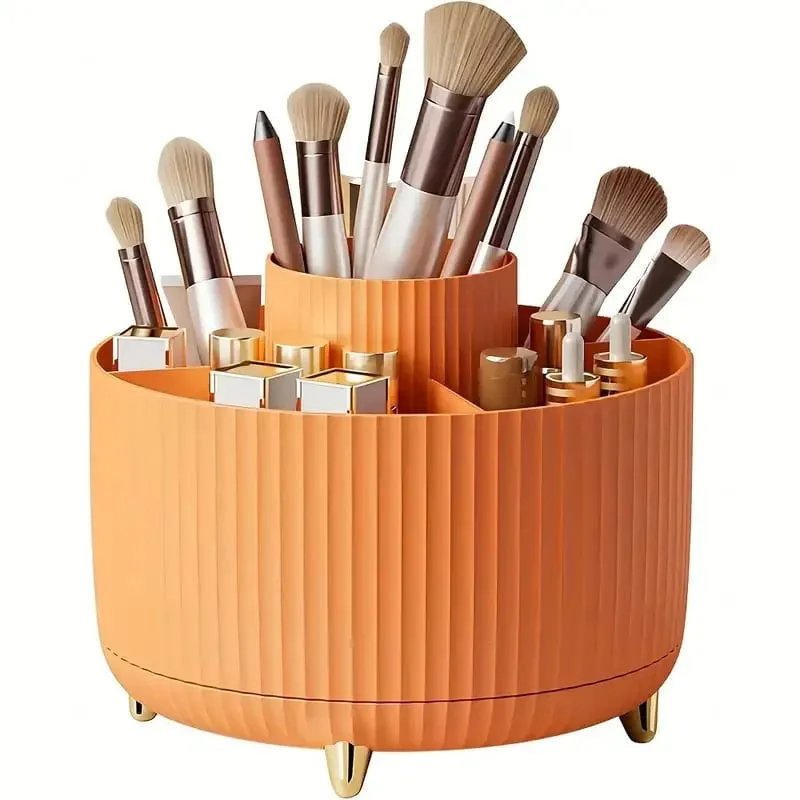 Περιστρεφόμενο 360° Makeup Organizer Θήκη μακιγιάζ Αποθήκευση καλλυντικών με 5 θήκες Πολυλειτουργική θήκη για στυλό πινέλων