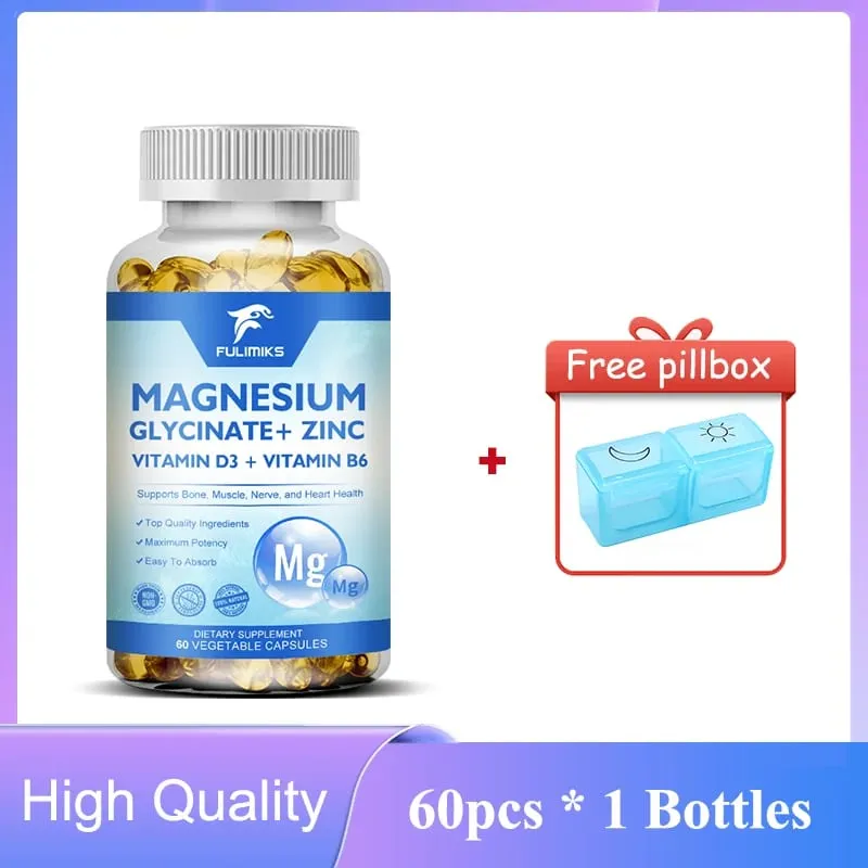 Magnézium-glicinát + cink-kiegészítő kapszula, nagy felszívódású, alvástámogató csontok egészsége, ízületek, agy erősítik az immunrendszert