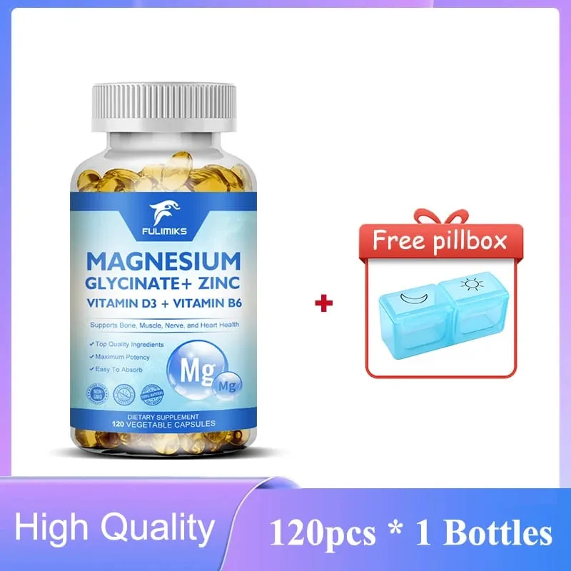 Magnézium-glicinát + cink-kiegészítő kapszula, nagy felszívódású, alvástámogató csontok egészsége, ízületek, agy erősítik az immunrendszert