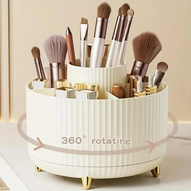 Περιστρεφόμενο 360° Makeup Organizer Θήκη μακιγιάζ Αποθήκευση καλλυντικών με 5 θήκες Πολυλειτουργική θήκη για στυλό πινέλων