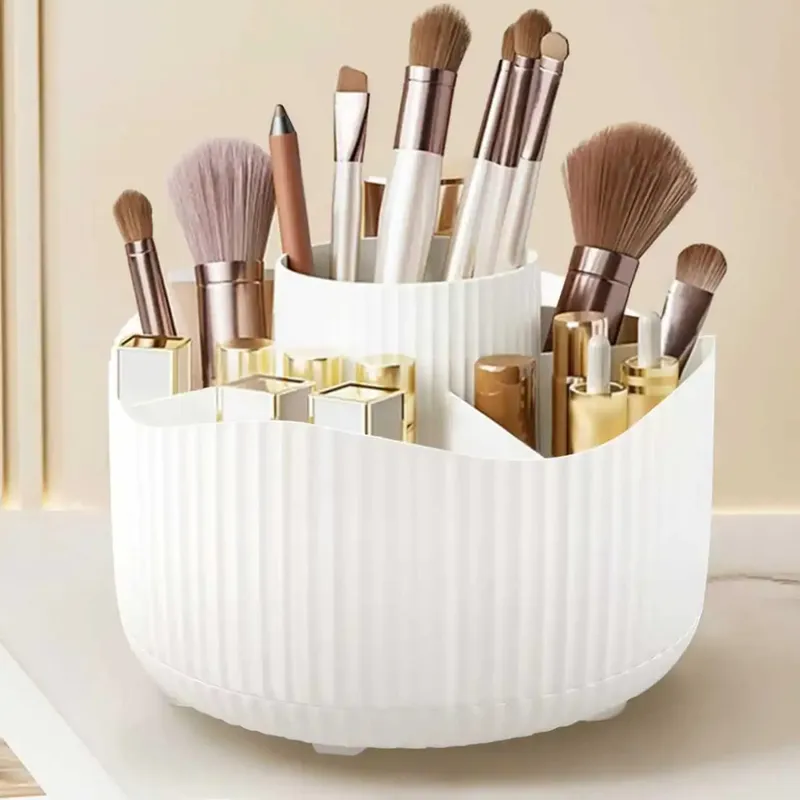 Περιστρεφόμενο 360° Makeup Organizer Θήκη μακιγιάζ Αποθήκευση καλλυντικών με 5 θήκες Πολυλειτουργική θήκη για στυλό πινέλων