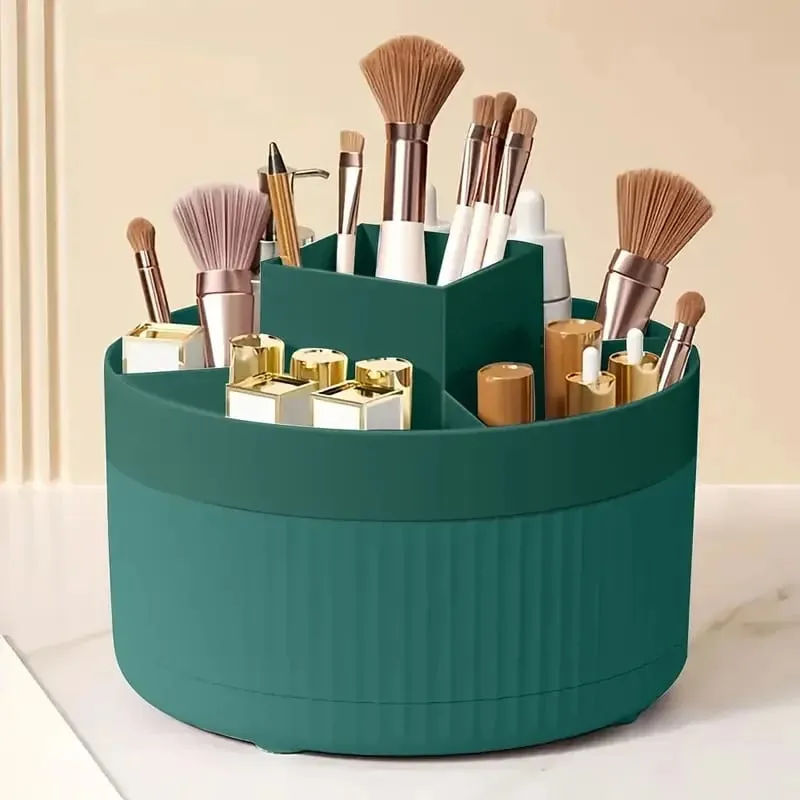 Περιστρεφόμενο 360° Makeup Organizer Θήκη μακιγιάζ Αποθήκευση καλλυντικών με 5 θήκες Πολυλειτουργική θήκη για στυλό πινέλων