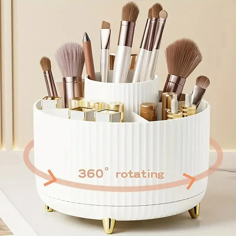Περιστρεφόμενο 360° Makeup Organizer Θήκη μακιγιάζ Αποθήκευση καλλυντικών με 5 θήκες Πολυλειτουργική θήκη για στυλό πινέλων