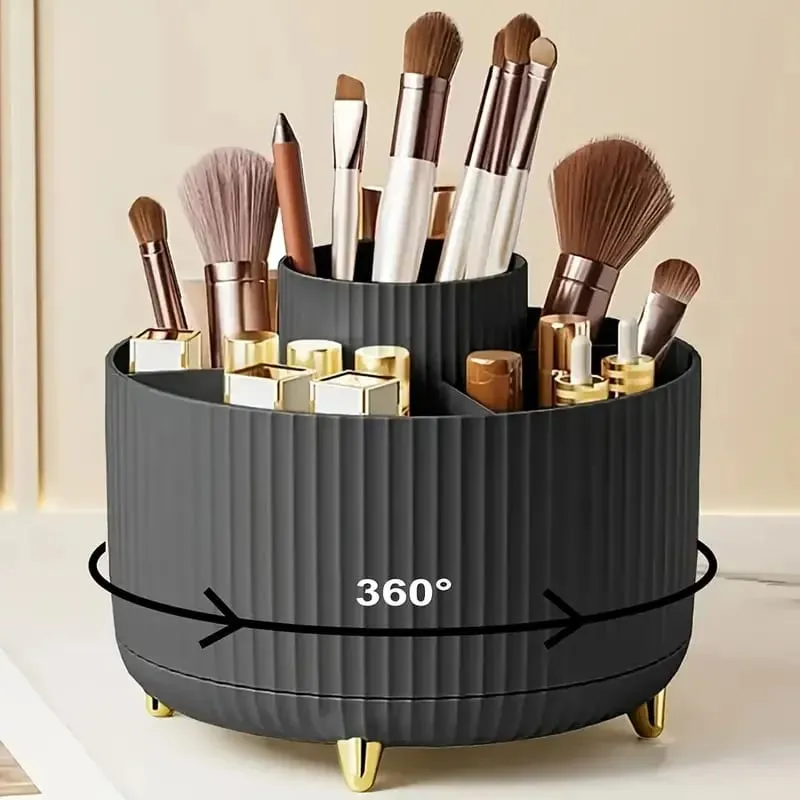 Περιστρεφόμενο 360° Makeup Organizer Θήκη μακιγιάζ Αποθήκευση καλλυντικών με 5 θήκες Πολυλειτουργική θήκη για στυλό πινέλων