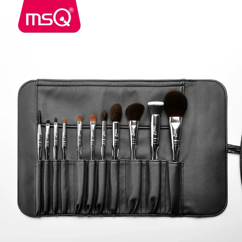 MSQ Profesional Baru 11 Buah Set Kuas Makeup Bedak Klasik Eyeshadow Lip Foundation Kuas Make Up Kambing/Rambut Kuda Pegangan PVC