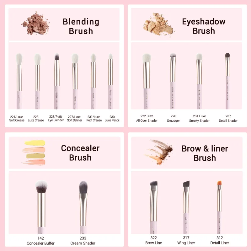 Jessup 15 Buah Set Kuas Makeup Mata Profesional Kit Kuas Makeup Eyeshadow Eyeliner Alis Blending Concealer Brochas T294