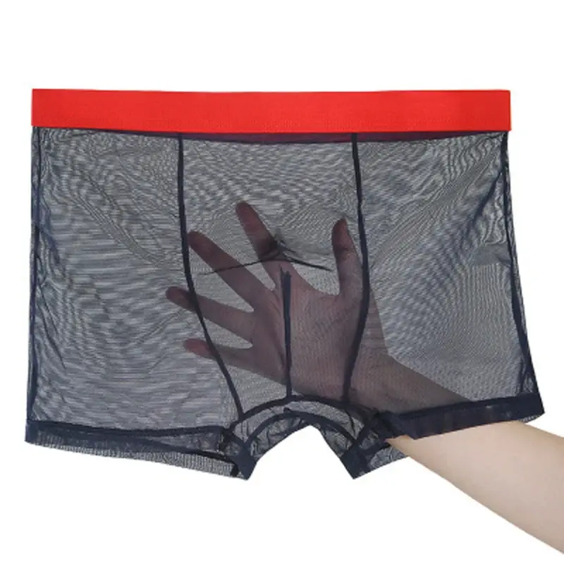 Roupa interior masculina ultra-fino transparente boxershorts masculino malha desliza homme calcinha boxer shorts confortáveis ​​masculinos
