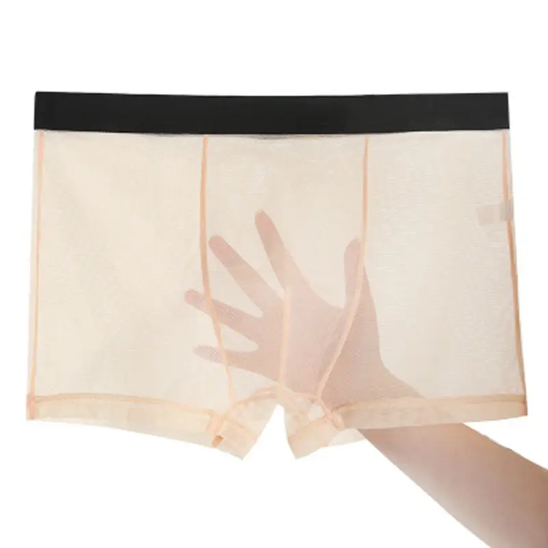 Roupa interior masculina ultra-fino transparente boxershorts masculino malha desliza homme calcinha boxer shorts confortáveis ​​masculinos