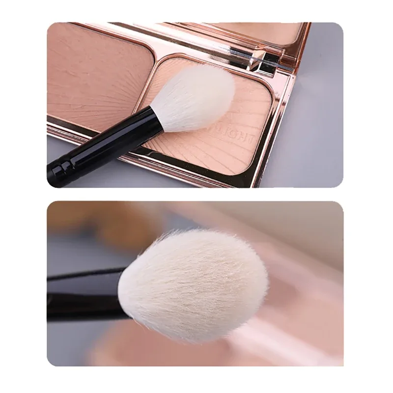 Z183s Kuas Makeup Buatan Tangan Profesional Kuas Highlighter Bulat Rambut Kambing Saikoho Lembut Kuas Make Up Gagang Kayu Hitam