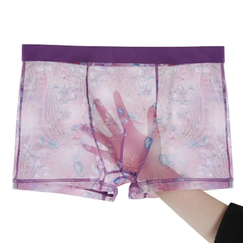 Roupa interior masculina ultra-fino transparente boxershorts masculino malha desliza homme calcinha boxer shorts confortáveis ​​masculinos