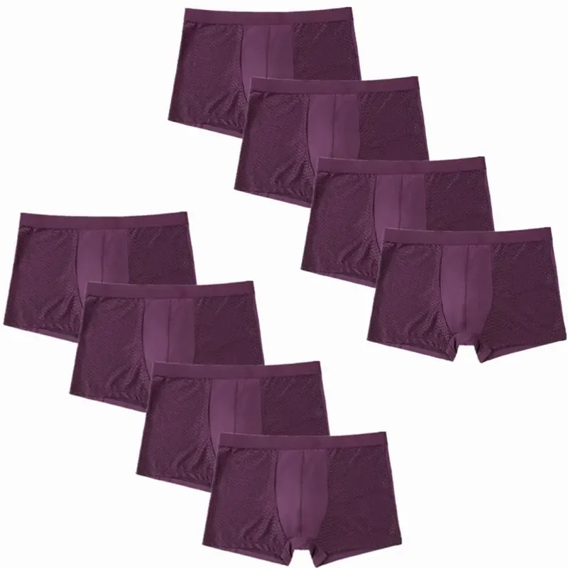 8pcs/Lot Underwear Boxer shorts male underpants men's mesh summer man sexy hot pouch panties large sizes 5xl 6xl 7xl 8xl trunks