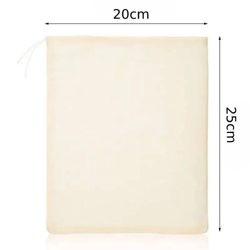5db 20x25cm-es újrafelhasználható pamut szűrőtasakok húzózsinór muszlin sajtvászon fűszerleves zacskók főzéshez Csontleves sörzacskó tasak