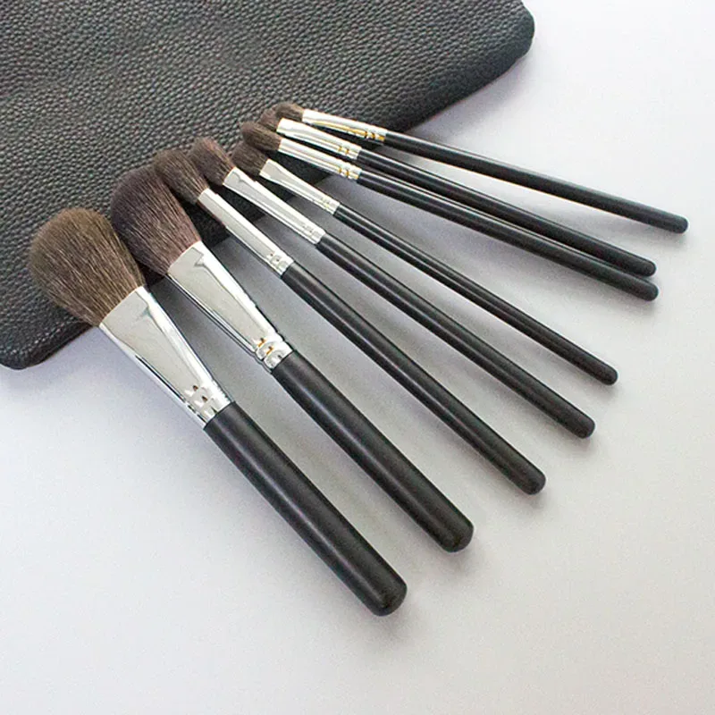 Professionell handgjorda sminkborstar Set Mjuk blå ekorre gethår ​​Ansiktspulver Kontur ögonskuggsborste Make Up Brush Kit