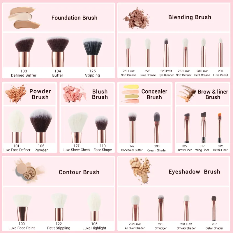 Jessup Makeup Brushes Set 10-25pcs Foundation Powder Eyeshadow Liner Brush Blending Highlighter Brocha Maquillaje RoseGold/Black