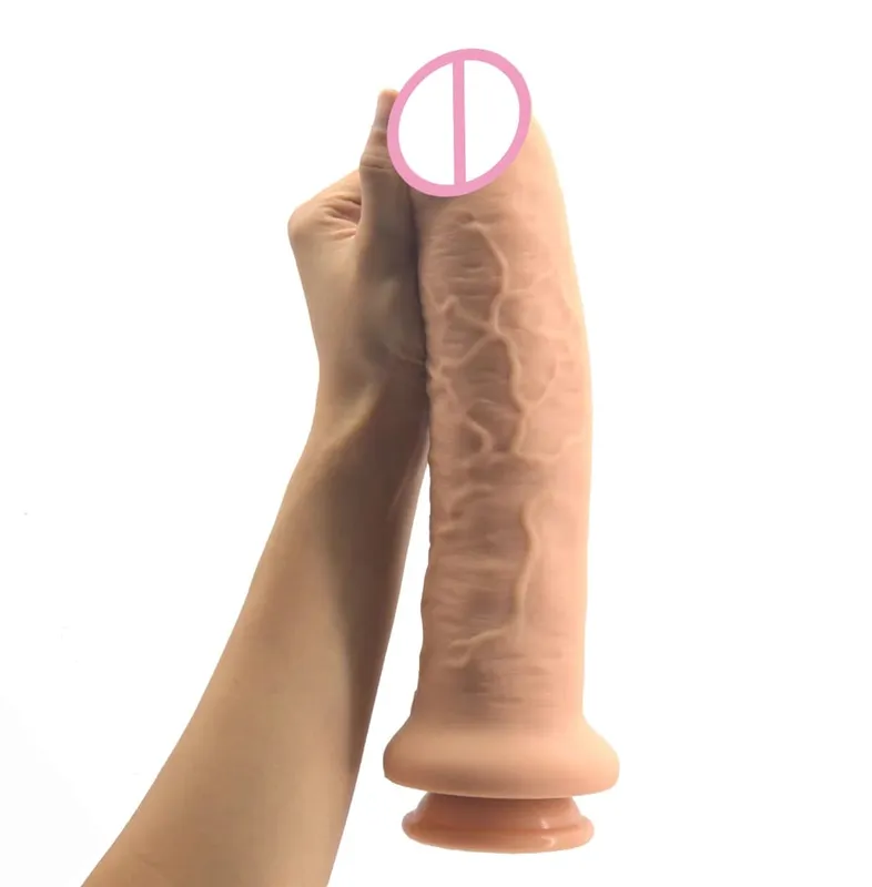 11.2" silicone giant realistic dildo huge penis anal dildo large girth female masturbator suction skin color sex products