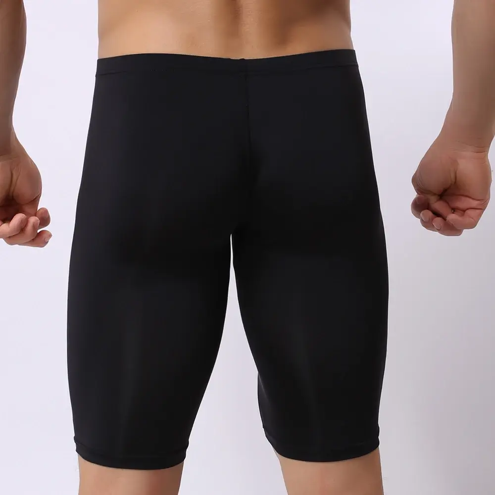 Men Ultra-thin Underwear Transparent Men Boxer Sculpting Half-length Solid U Convex Pouch Boxer Mens Long Underwear