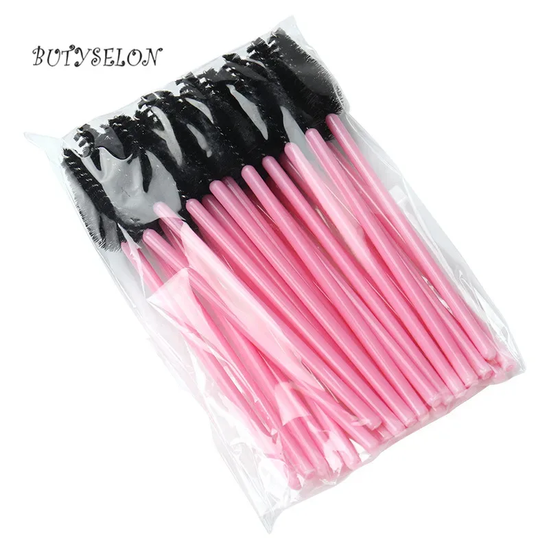 200 Stuks Handvat Wegwerp Waterdruppelvorm Cosmetische Borstel Nylon Mascara Wands Wimpers Make-Up Kwasten Wimper Extension Gereedschap