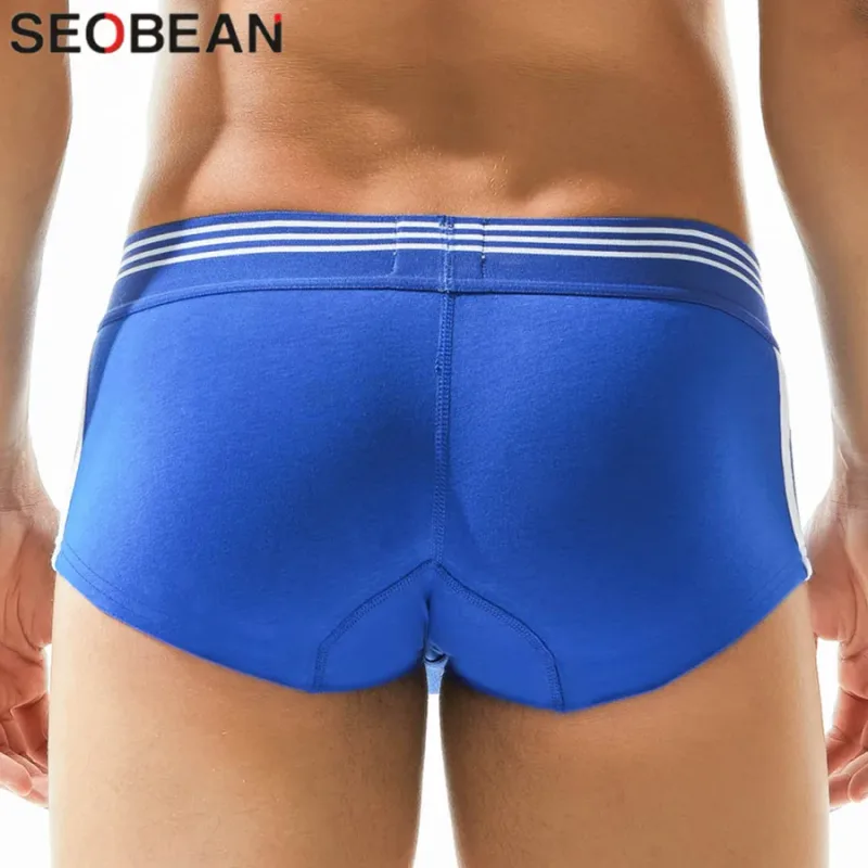 Men's Breathable Cotton Boxer Briefs U-Convex Pouch Low-Waist Comfortable Stretch Soft Underwear for Daily Casual 3256810339324873