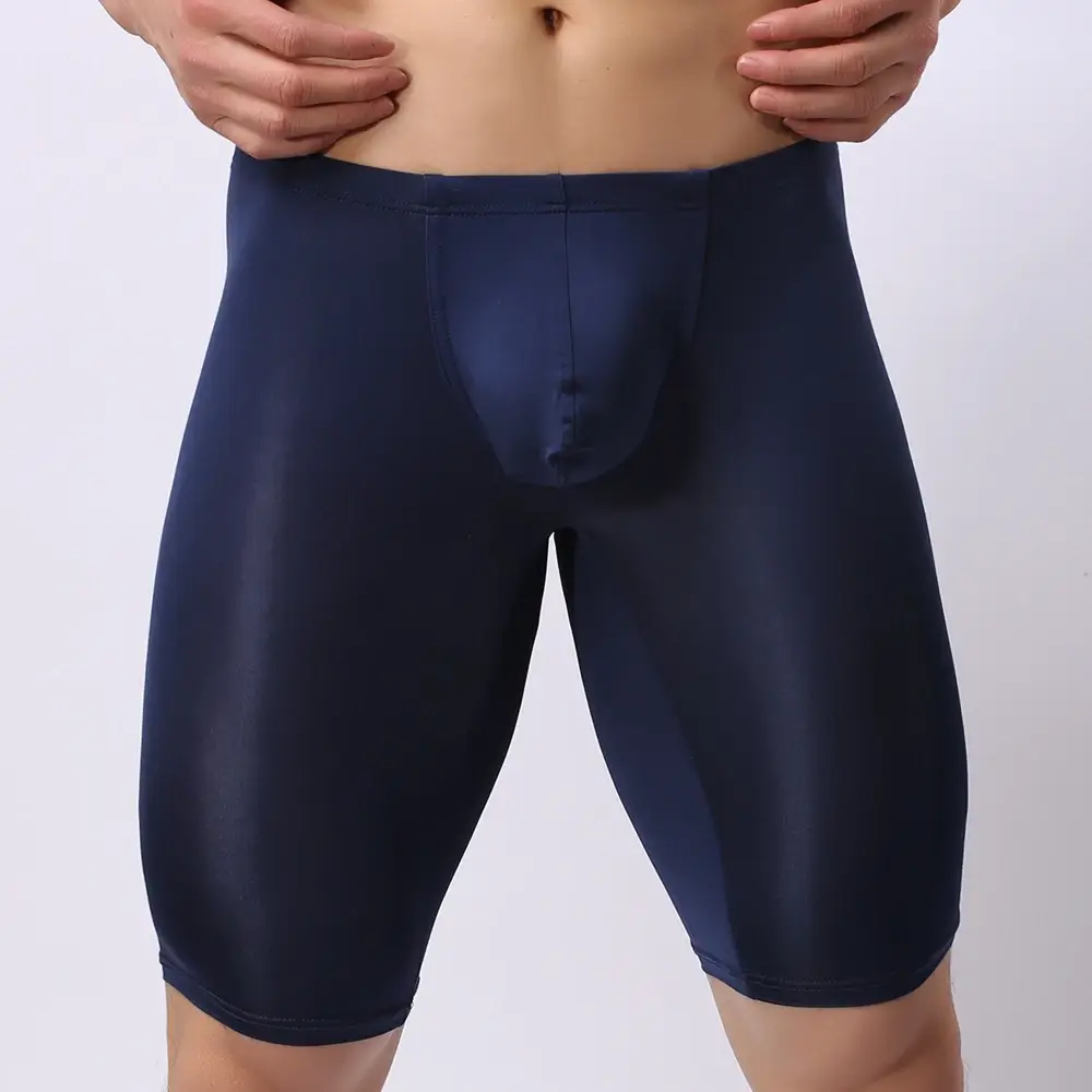 Men Ultra-thin Underwear Transparent Men Boxer Sculpting Half-length Solid U Convex Pouch Boxer Mens Long Underwear