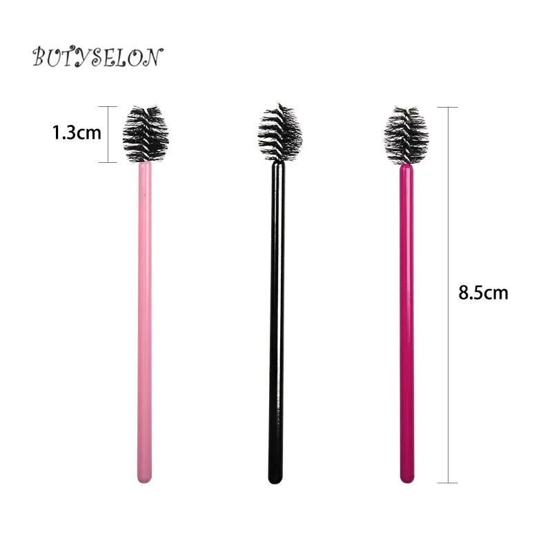 200 Stuks Handvat Wegwerp Waterdruppelvorm Cosmetische Borstel Nylon Mascara Wands Wimpers Make-Up Kwasten Wimper Extension Gereedschap