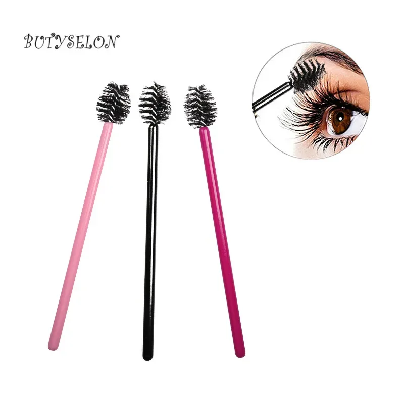 200 Stuks Handvat Wegwerp Waterdruppelvorm Cosmetische Borstel Nylon Mascara Wands Wimpers Make-Up Kwasten Wimper Extension Gereedschap