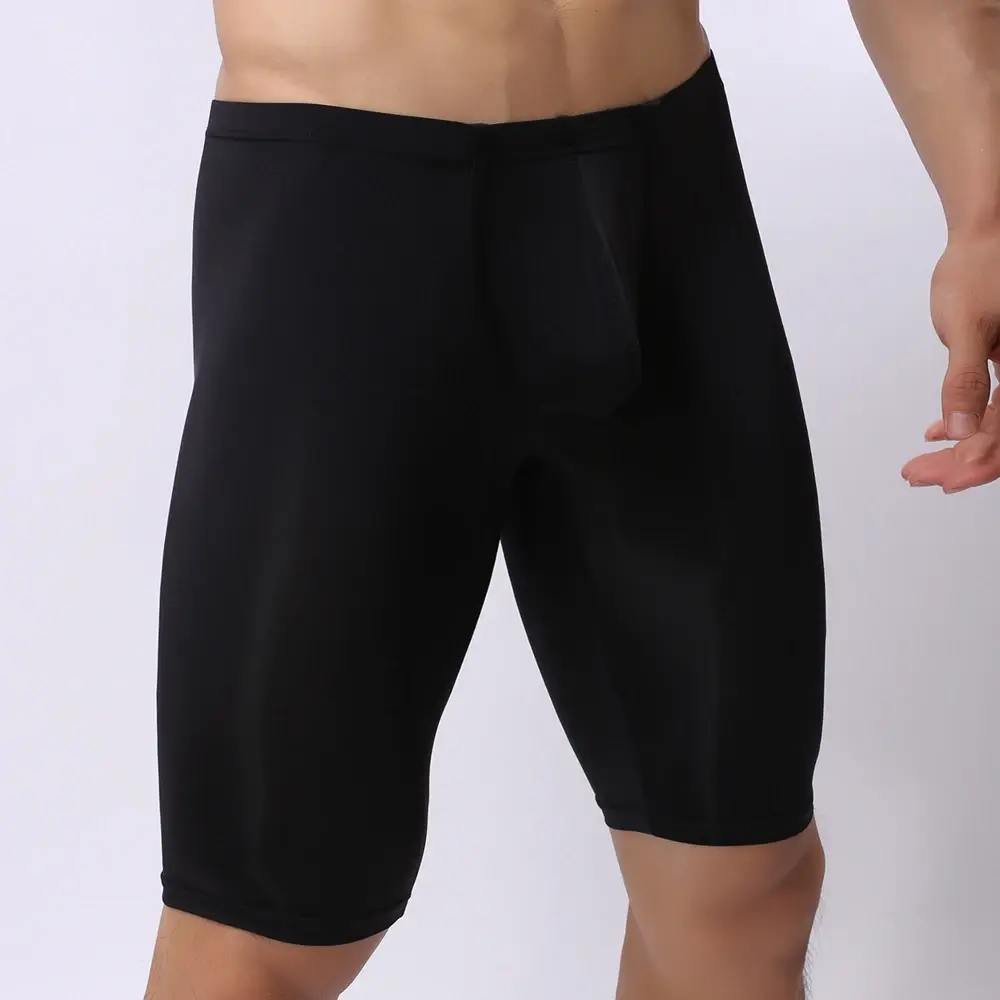 Men Ultra-thin Underwear Transparent Men Boxer Sculpting Half-length Solid U Convex Pouch Boxer Mens Long Underwear