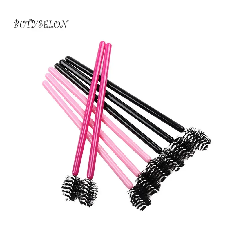 200 Stuks Handvat Wegwerp Waterdruppelvorm Cosmetische Borstel Nylon Mascara Wands Wimpers Make-Up Kwasten Wimper Extension Gereedschap