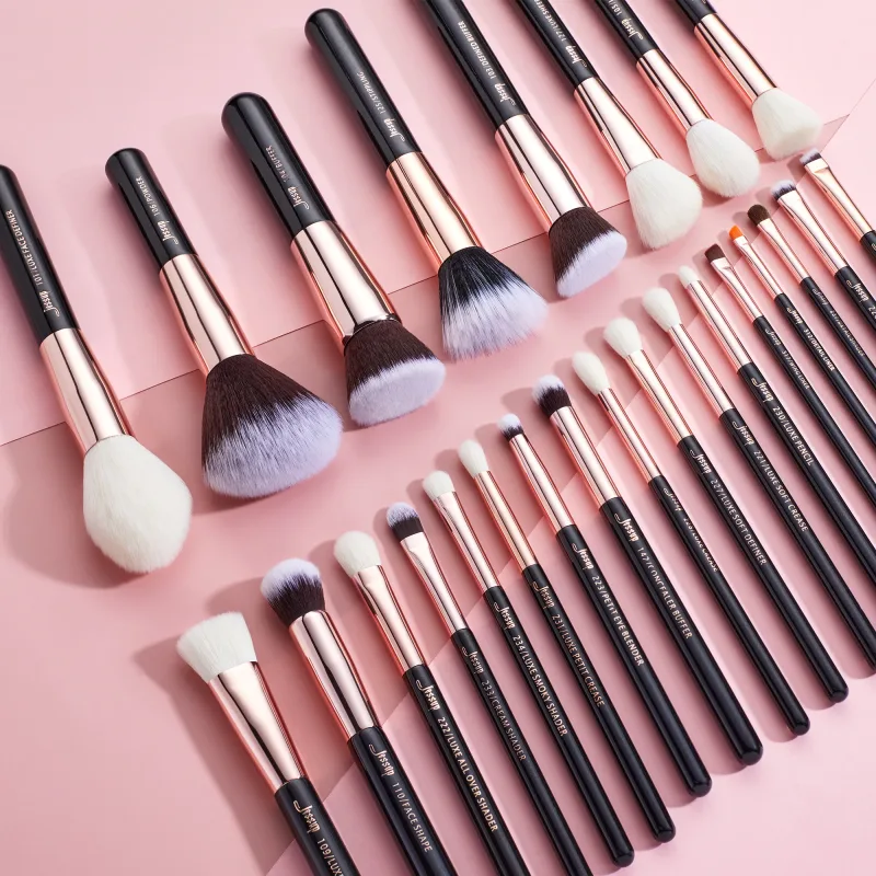 Jessup Makeup Brushes Set 10-25pcs Foundation Powder Eyeshadow Liner Brush Blending Highlighter Brocha Maquillaje RoseGold/Black
