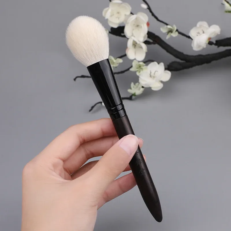 Z199s Chuyên Nghiệp Handmade Trang Điểm Mềm Saikoho Lông Dê Tròn Dẹt Má Hồng Bàn Chải Gỗ Mun Tay Cầm Cọ Trang Điểm — image 2