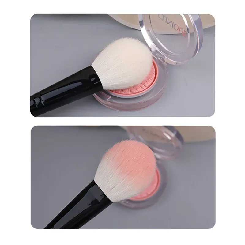 Z199s Chuyên Nghiệp Handmade Trang Điểm Mềm Saikoho Lông Dê Tròn Dẹt Má Hồng Bàn Chải Gỗ Mun Tay Cầm Cọ Trang Điểm — image 4