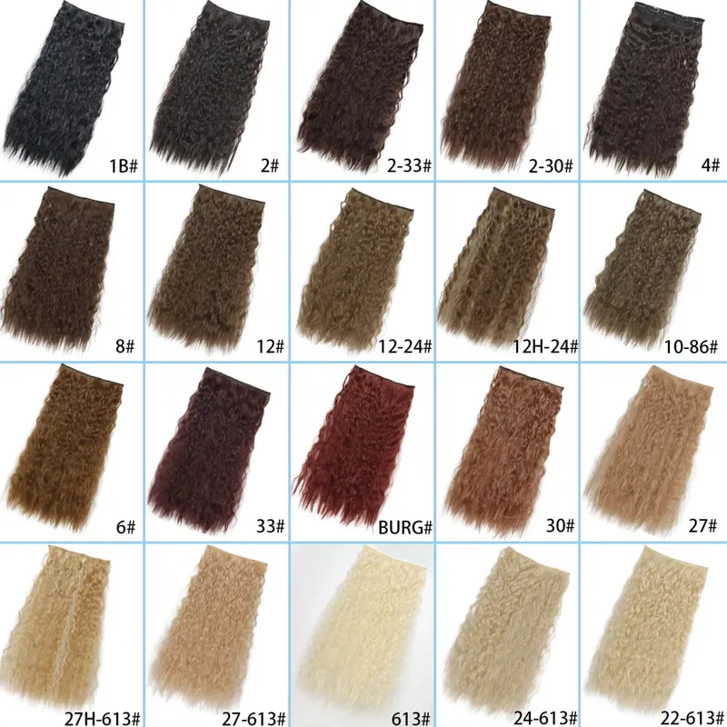 Synthetic 5 Clips Long Water Wave Clip In Hair Extensions Heat Resistant 22Inch One Piece Black Brown Hairpiece For Women