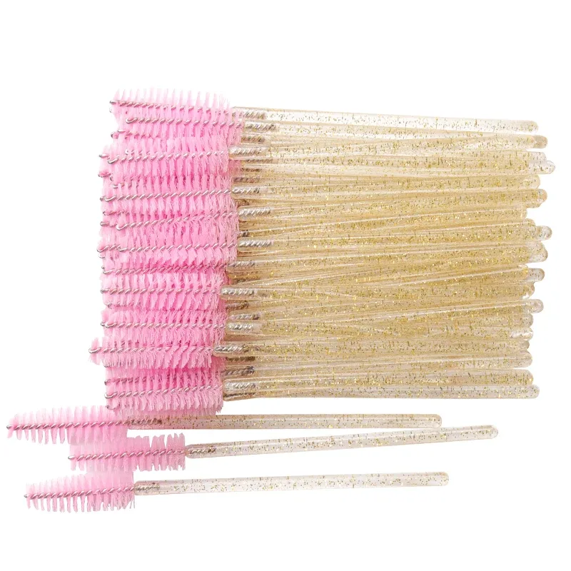 50 Buah Kuas Bulu Mata Sekali Pakai Nilon Sikat Alis Kristal Maskara Tongkat Aplikator Bulu Mata Sisir Kosmetik Alat Rias Wanita