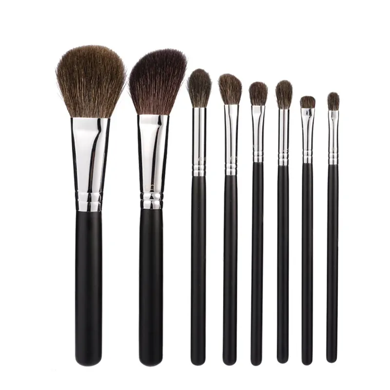 Professionell handgjorda sminkborstar Set Mjuk blå ekorre gethår ​​Ansiktspulver Kontur ögonskuggsborste Make Up Brush Kit
