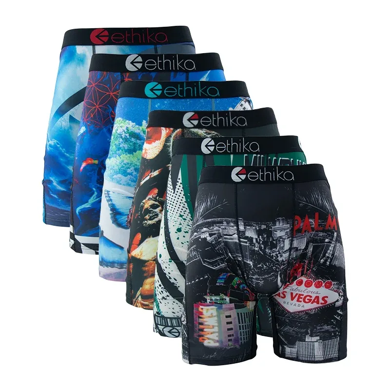 6Pcs Men Underwear Boxers Breathable Mesh Crotch Man Swimming Underpants Plus Size Mens Panties Trunks Men's Boxer Briefs
